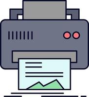 Digital printer printing hardware paper Flat Color Icon Vector