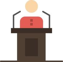 Speaker Person Presentation Professional Public Seminar Speech  Flat Color Icon Vector icon banner Template