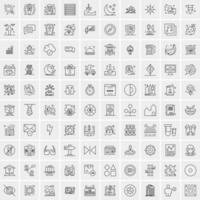 paquete de 100 iconos de líneas universales para móviles y web vector