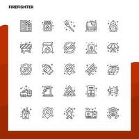 Set of Firefighter Line Icon set 25 Icons Vector Minimalism Style Design Black Icons Set Linear pictogram pack