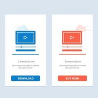 Video Player Audio Mp3 Mp4  Blue and Red Download and Buy Now web Widget Card Template vector