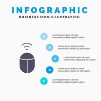 mouse wifi computadora icono sólido infografía 5 pasos presentación antecedentes vector