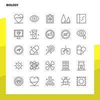 conjunto de iconos de línea de biología conjunto 25 iconos diseño de estilo minimalista vectorial conjunto de iconos negros paquete de pictogramas lineales vector