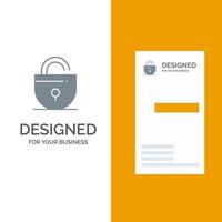 Lock Locked Security Internet Grey Logo Design and Business Card Template vector