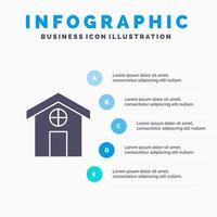 ciudad construcción casa sólido icono infografía 5 pasos presentación antecedentes vector