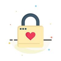 Lock Locker Heart Heart Hacker Heart Lock Abstract Flat Color Icon Template vector