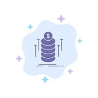 Money Bundle Transfer Coins Blue Icon on Abstract Cloud Background vector