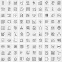 Pack of 100 Universal Line Icons for Mobile and Web vector