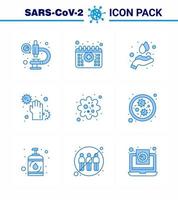 Coronavirus Prevention Set Icons 9 Blue icon such as infection hands hands care disease covid viral coronavirus 2019nov disease Vector Design Elements