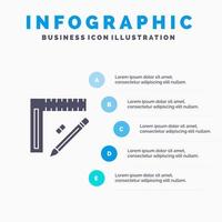 Ruler Construction Pencil Repair Design Solid Icon Infographics 5 Steps Presentation Background vector