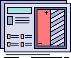 Blueprint design drawing plan prototype Flat Color Icon Vector