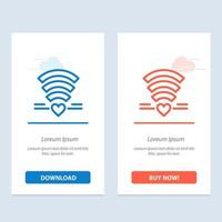 wifi amor boda corazón azul y rojo descargar y comprar ahora plantilla de tarjeta de widget web vector