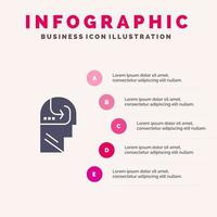 Learning Skill Mind Head Solid Icon Infographics 5 Steps Presentation Background vector