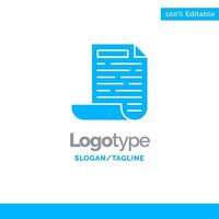 File Design Document Blue Solid Logo Template Place for Tagline vector