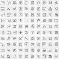 paquete de 100 iconos de líneas universales para móviles y web vector