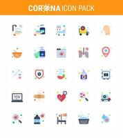 25 Flat Color Set of corona virus epidemic icons such as nose virus hospital bed transmission corona viral coronavirus 2019nov disease Vector Design Elements