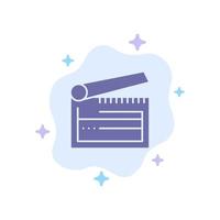 Action Board Clapboard Clapper Clapperboard Blue Icon on Abstract Cloud Background vector