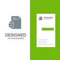 File Document Lock Security Internet Grey Logo Design and Business Card Template vector