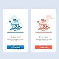 taza café té amor azul y rojo descargar y comprar ahora plantilla de tarjeta de widget web vector