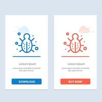 Bug Internet Network Protection Security  Blue and Red Download and Buy Now web Widget Card Template vector