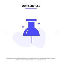 nuestros servicios ubicación navegación pin glifo sólido icono plantilla de tarjeta web vector