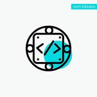 Code Custom Implementation Management Product turquoise highlight circle point Vector icon