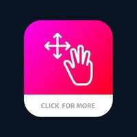 Three Finger Gestures Hold Mobile App Button Android and IOS Line Version vector