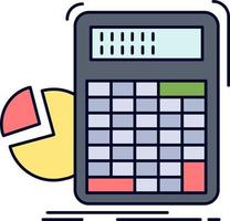 calculator calculation math progress graph Flat Color Icon Vector