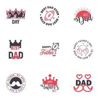 Happy fathers day 9 Black and Pink Lettering happy fathers day Editable Vector Design Elements