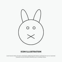 Bunny Easter Rabbit Line Icon Vector