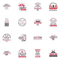 16 Black and Pink Happy Fathers Day Design Collection A set of twelve brown colored vintage style Fathers Day Designs on light background Editable Vector Design Elements