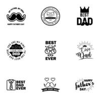 9 Black Happy Fathers Day Design Collection A set of twelve brown colored vintage style Fathers Day Designs on light background Editable Vector Design Elements