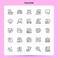 OutLine 25 Pollution Icon set Vector Line Style Design Black Icons Set Linear pictogram pack Web and Mobile Business ideas design Vector Illustration