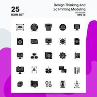 25 pensamiento de diseño y conjunto de iconos de modelado de impresión 3d 100 archivos editables eps 10 ideas de concepto de logotipo de empresa diseño de icono de glifo sólido vector