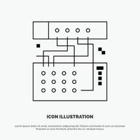 vector de icono de línea de sonido de módulo de dispositivo de conexión analógica