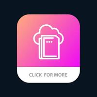 Cloud File Data Computing Mobile App Button Android and IOS Line Version vector