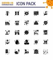 CORONAVIRUS 25 Solid Glyph Icon set on the theme of Corona epidemic contains icons such as hands reports face medical monitor n viral coronavirus 2019nov disease Vector Design Elements