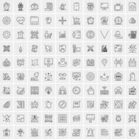 paquete de 100 iconos de líneas universales para móviles y web vector