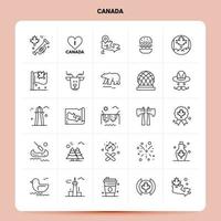 OutLine 25 Canada Icon set Vector Line Style Design Black Icons Set Linear pictogram pack Web and Mobile Business ideas design Vector Illustration