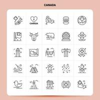 contorno 25 conjunto de iconos de canadá diseño de estilo de línea vectorial conjunto de iconos negros paquete de pictogramas lineales diseño de ideas de negocios web y móviles ilustración vectorial vector