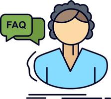 faq asistencia llamada consulta ayuda color plano icono vector