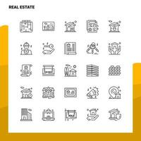 conjunto de iconos de línea inmobiliaria conjunto 25 iconos diseño de estilo minimalista vectorial conjunto de iconos negros paquete de pictogramas lineales vector