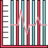 progress report statistics patient recovery Flat Color Icon Vector