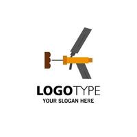 Foam gun Building Construction Foam Repair Tool Gun Business Logo Template Flat Color vector