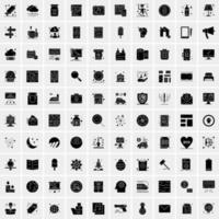 Set of 100 Universal Solid Icons vector