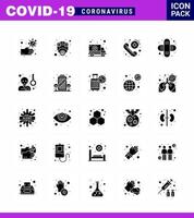 25 Solid Glyph viral Virus corona icon pack such as aid medical virus emergency transport viral coronavirus 2019nov disease Vector Design Elements