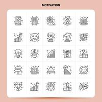 OutLine 25 Motivation Icon set Vector Line Style Design Black Icons Set Linear pictogram pack Web and Mobile Business ideas design Vector Illustration