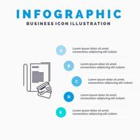 nota cuaderno tarjetas crédito línea icono con 5 pasos presentación infografía fondo vector