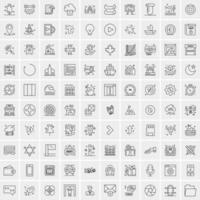 Pack of 100 Universal Line Icons for Mobile and Web vector