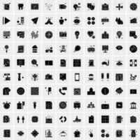 Set of 100 Universal Solid Icons vector